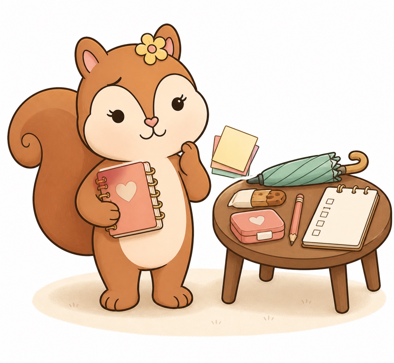 Mabel Squirrel thinking through too many backup plans